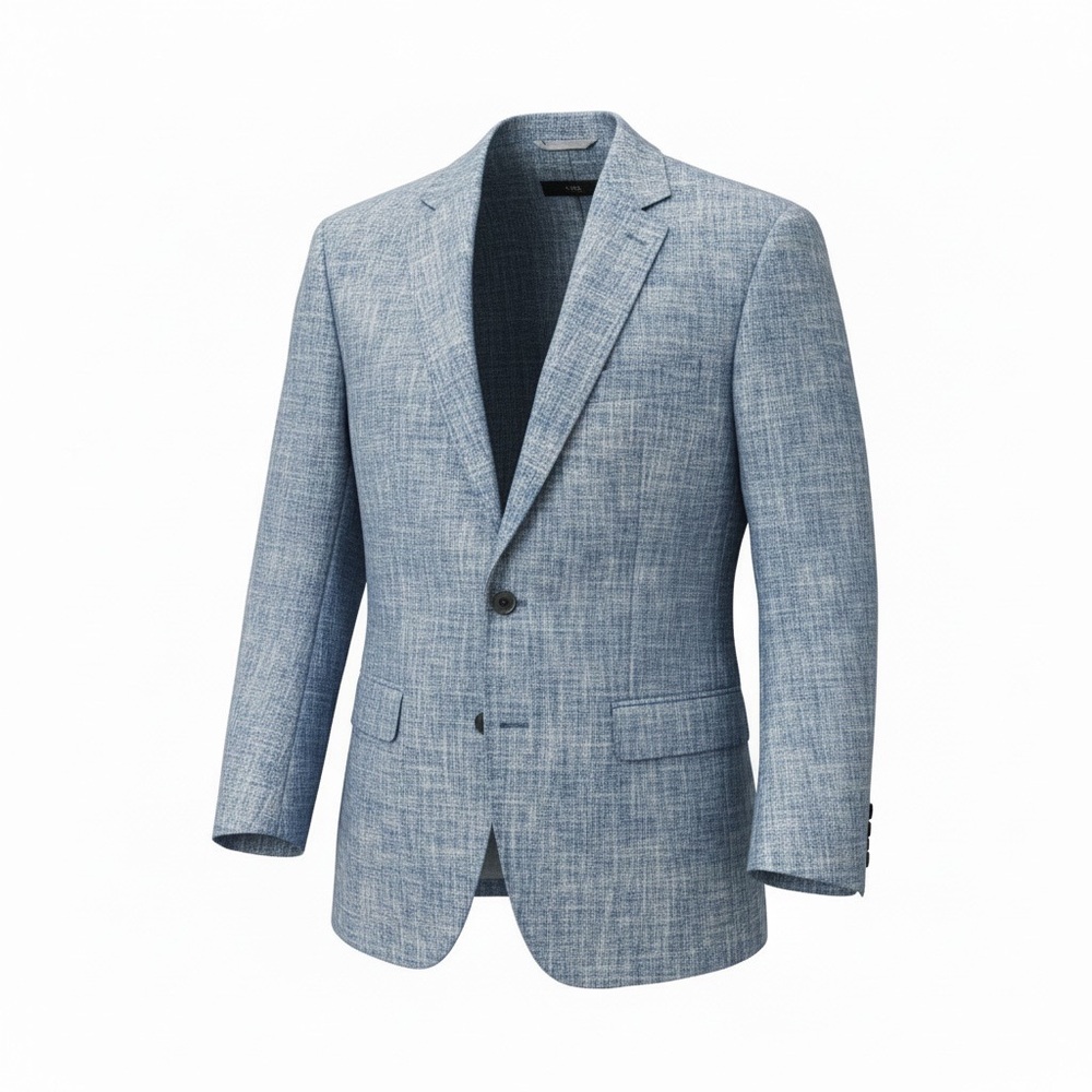 Linen Club Room Men’s Light Blue Textured Two-Button Blazer